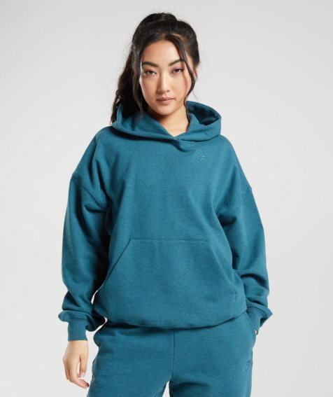 Women's Gymshark Rest Day Sweats Hoodie Turquoise | CA 1N7065